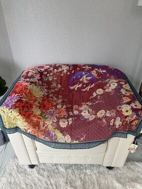 JOHNNY WAS PHOENIX SCARF Floral in Burgundy with Multicolor Blooms